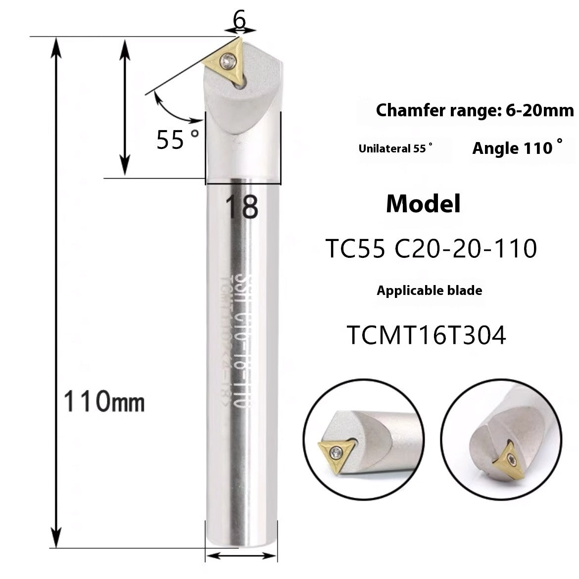 6039 Machining center 15 20 25 30 35 40 45 50 55 60 65 70 75 degree chamfering toolholder TCMT Shandong Denso Pricision Tools Co.,Ltd.